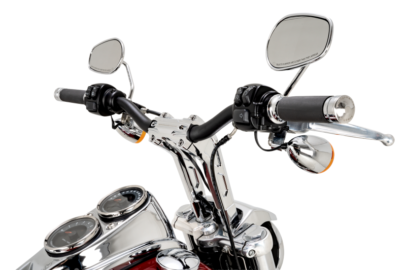 Performance Machine Phatbar H-Bar Assy, 9in Riser, 1-1/4in Bar, Int Wire, Gauge Mnt - Chrome Handlebars Performance Machine