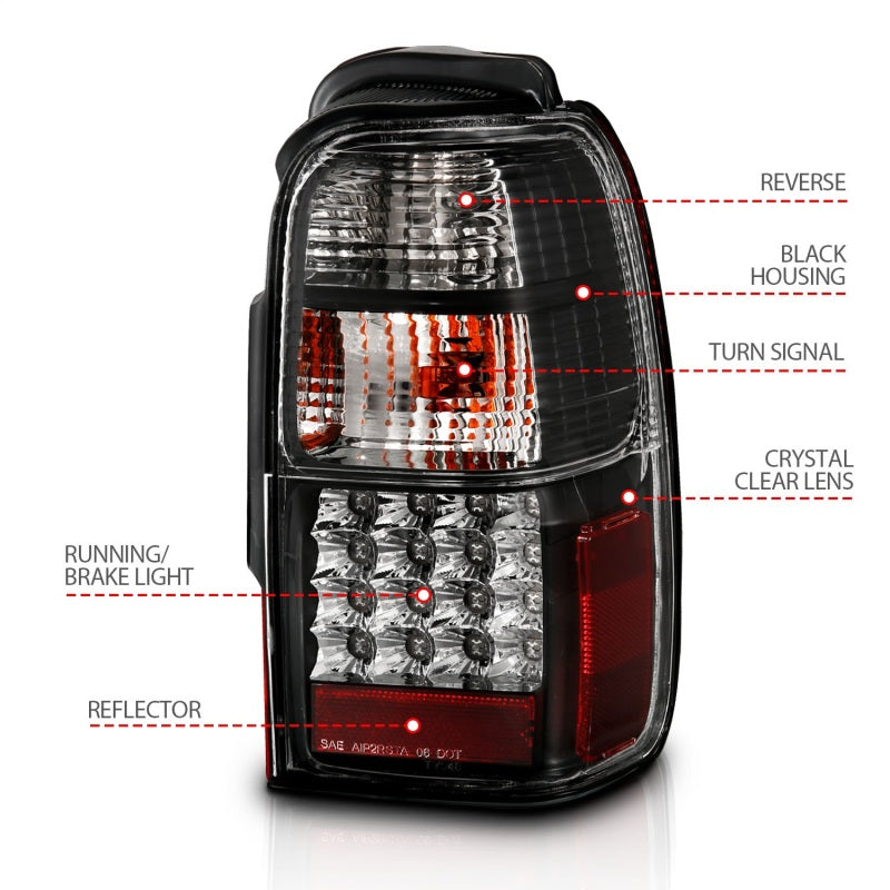 ANZO 2001-2002 Toyota 4 Runner LED Taillights Black Tail Lights ANZO