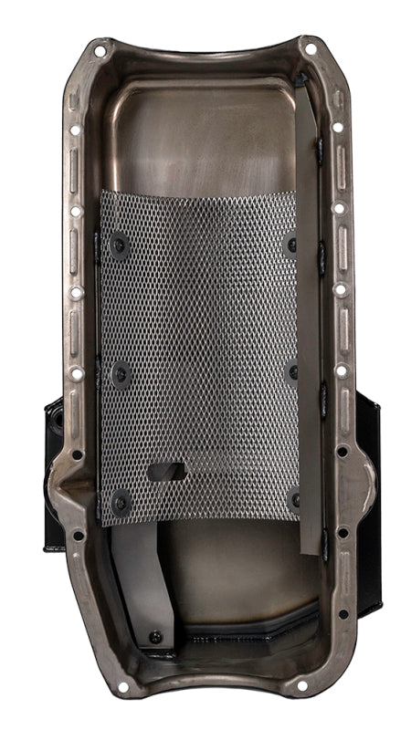 Moroso Pre-80 Chevrolet Small Block (w/2 Pc Seal) Road Race Wet Sump 7qt 7.5in Steel Oil Pan - Black Oil Pans Moroso