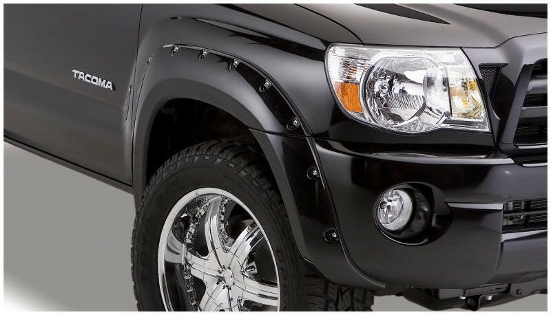 Bushwacker 05-11 Toyota Tacoma Fleetside Pocket Style Flares 4pc 73.5in Bed - Black Fender Flares Bushwacker