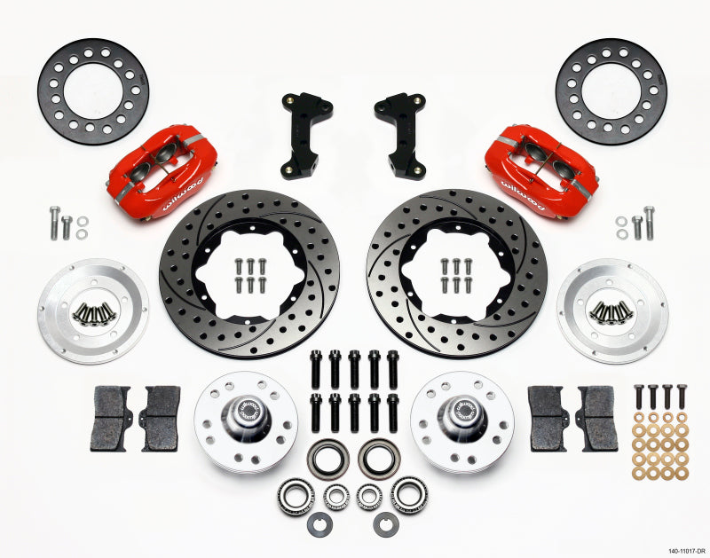 Wilwood Forged Dynalite Front Kit 11.00in Drill-Red 74-80 Pinto/Mustang II Disc Spindle only Big Brake Kits Wilwood