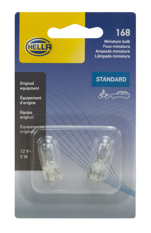 Hella Bulb 168 12V 5W 3Cp W21X95D T325 (2) Bulbs Hella