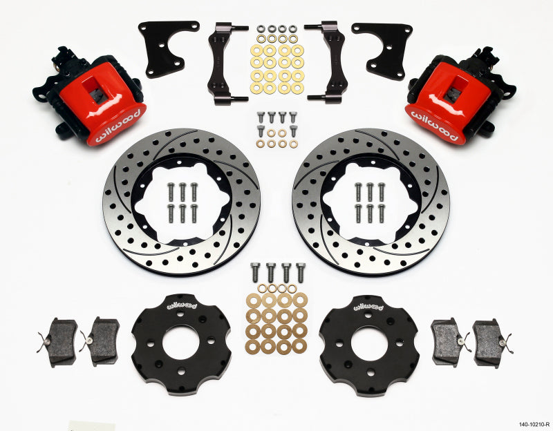 Wilwood Combination Parking Brake Rear Kit 11.00in Drilled Red Civic / Integra Drum 2.71 Hub Offset Brake Calipers - Perf Wilwood