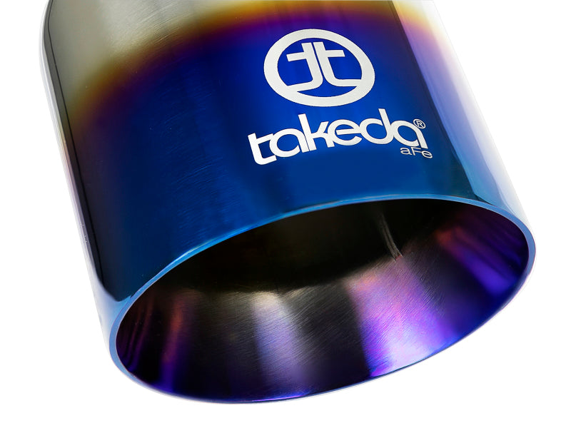 aFe Takeda 304 Stainless Steel Clamp-On Exhaust Tip 2.5in Inlet / 4in Outlet - Blue Flame Tips aFe