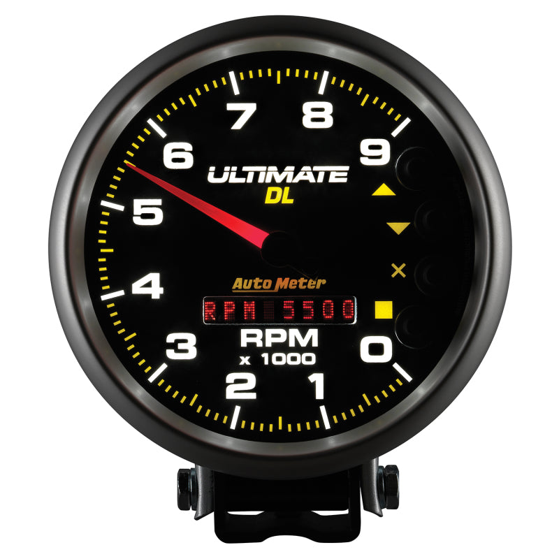 Autometer 5 inch Ultimate DL Playback Tachometer 9000 RPM - Black Performance Monitors AutoMeter