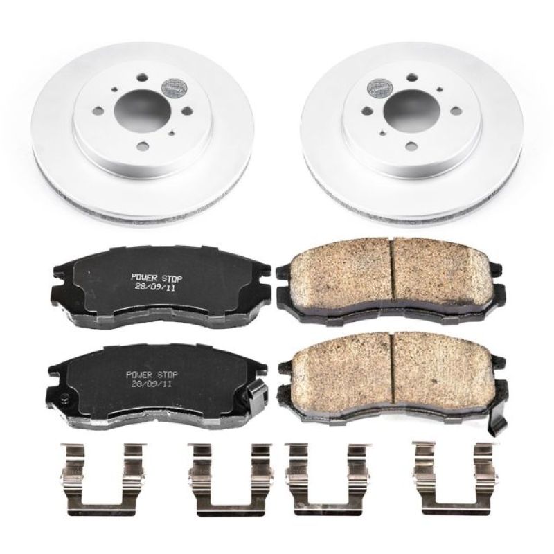 Power Stop 98-02 Mitsubishi Mirage Front Z17 Evolution Geomet Coated Brake Kit Brake Kits - Performance Blank PowerStop