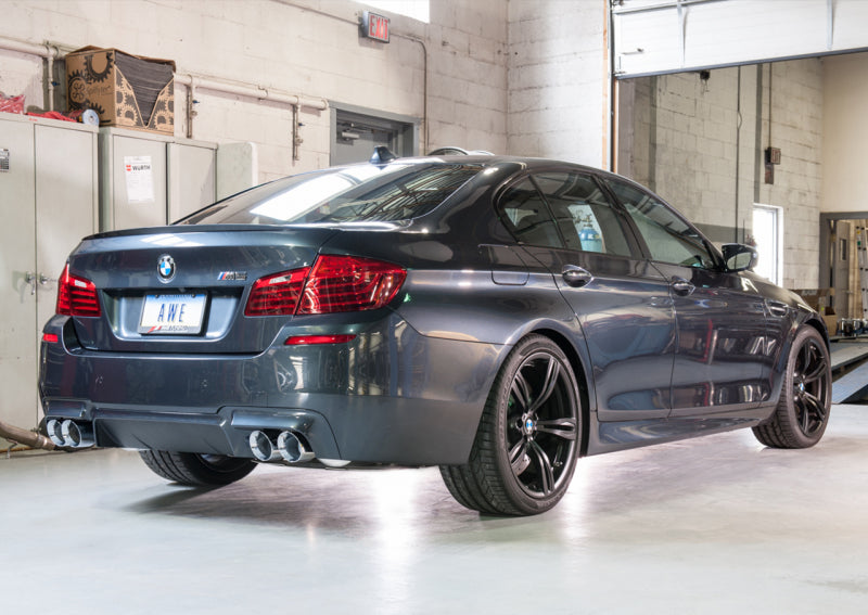 AWE Tuning BMW F10 M5 Touring Edition Axle-Back Exhaust Chrome Silver Tips Axle Back AWE Tuning