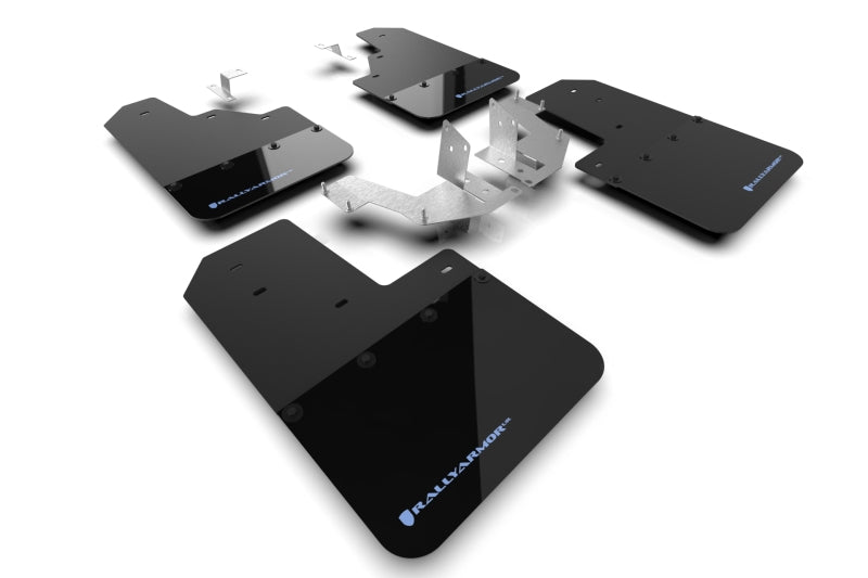 Rally Armor 21-25 Ford Bronco (Plstc Bmpr - NO Rptr/Sprt - NO RR/RB) Blk Mud Flap w/Area Blue Logo Mud Flaps Rally Armor