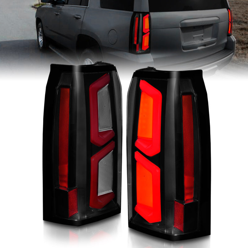 ANZO 2015-2020 Chevrolet Tahoe LED Tail Lights w/ Light Bar Black Housing Smoke Lens Tail Lights ANZO