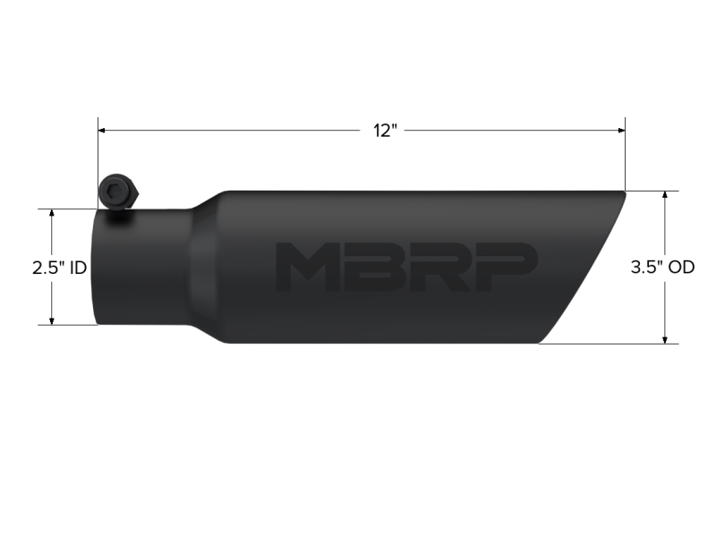 MBRP Universal Tip 3.5 O.D. Dual Wall Angled 2.5 inlet 12 length - Black Finish Tips MBRP