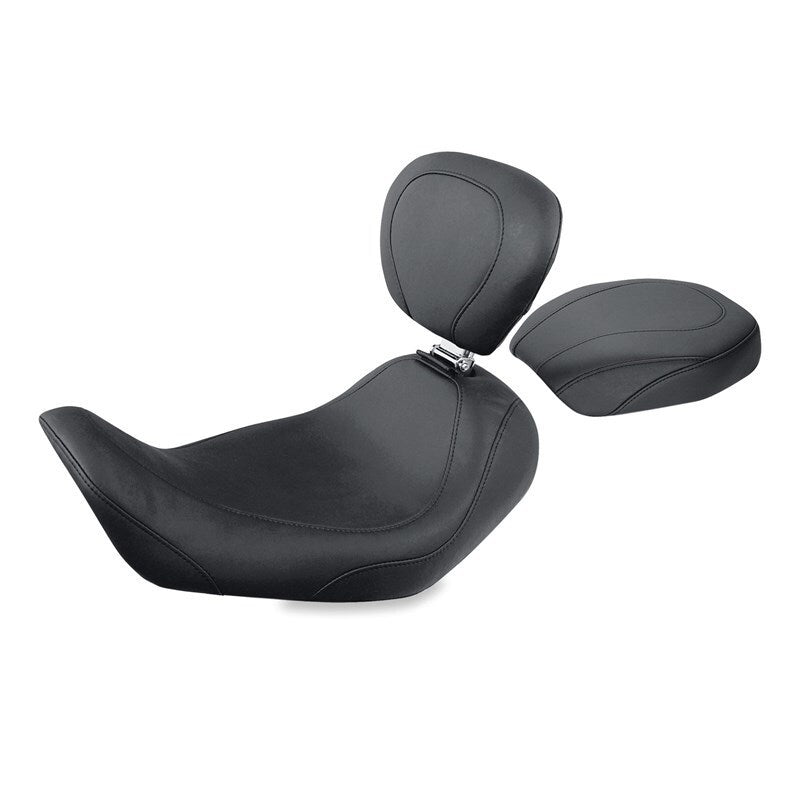 Mustang 06-17 Harley Dyna Wide Tripper Solo Seat w/Driver Backrest - Black Solo Motorcycle Seats Mustang Motorcycle