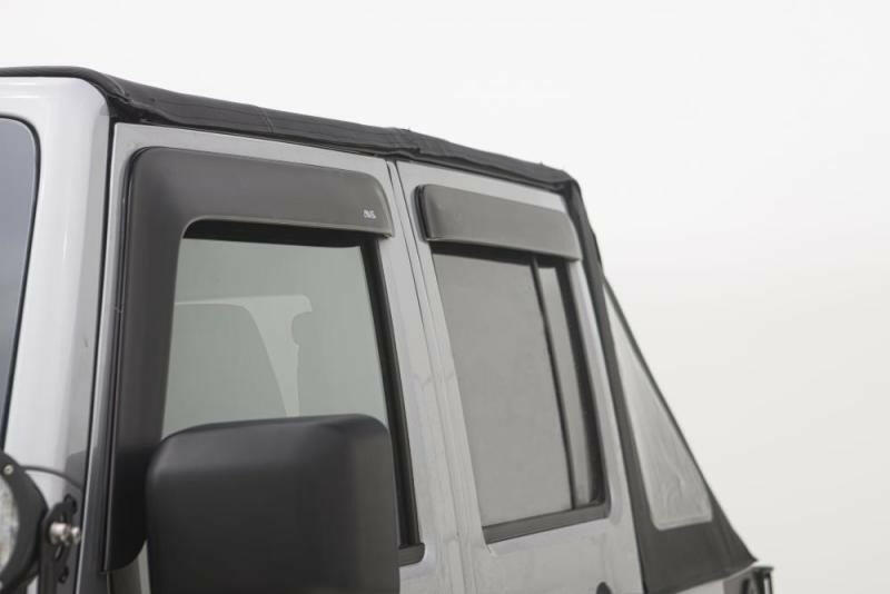 AVS 07-18 Jeep Wrangler (2 Door) Ventvisor & Aeroskin Deflector Combo Kit - Matte Black Wind Deflectors AVS