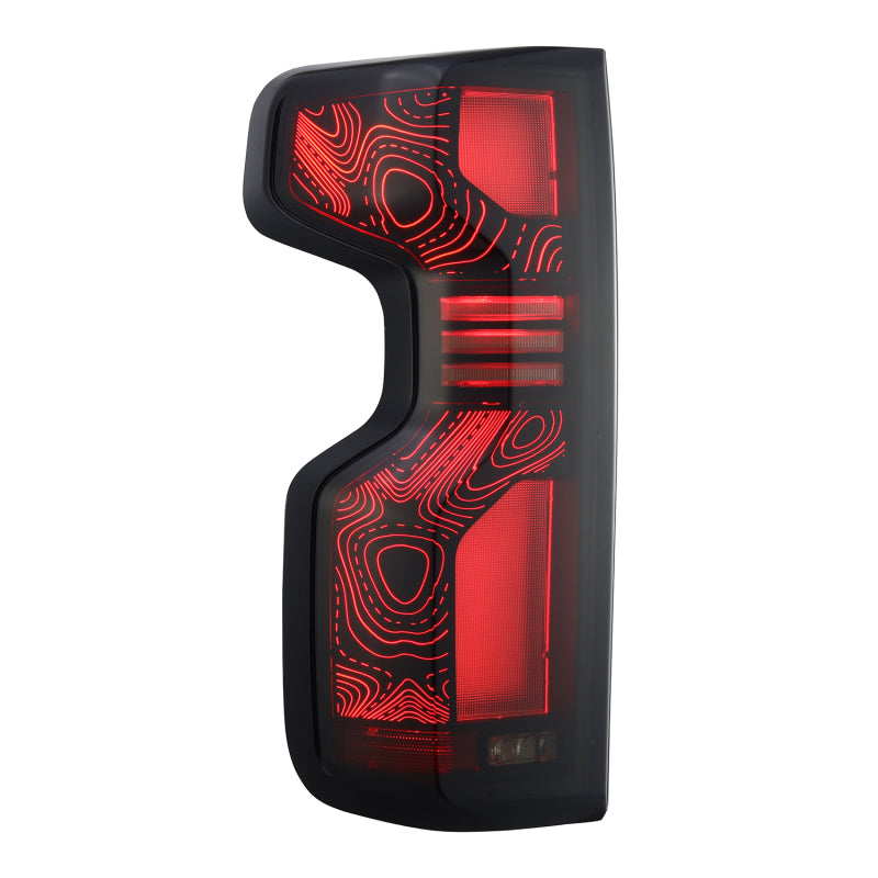 AlphaRex 19+Cheverolet 1500/2500HD/3500HD Silverado Luxx Series LED TailLights Alpha-Black Top-Etch Tail Lights AlphaRex