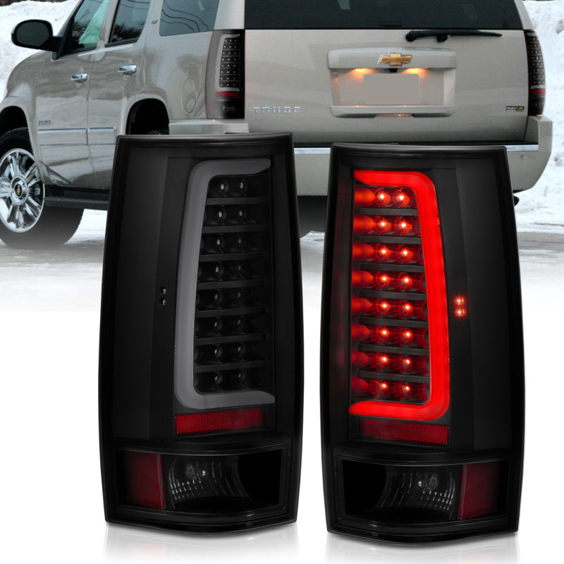 ANZO 2007-2014 Chevy Tahoe LED Taillight Plank Style Black w/Smoke Lens Tail Lights ANZO