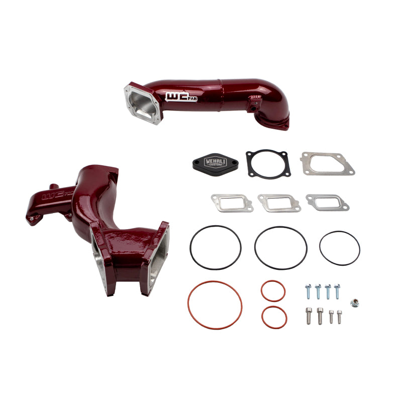 Wehrli 11-16 Chevrolet 6.6L LML Duramax High Flow Y-Bridge Kit - WCFab Red Intake Elbows Wehrli