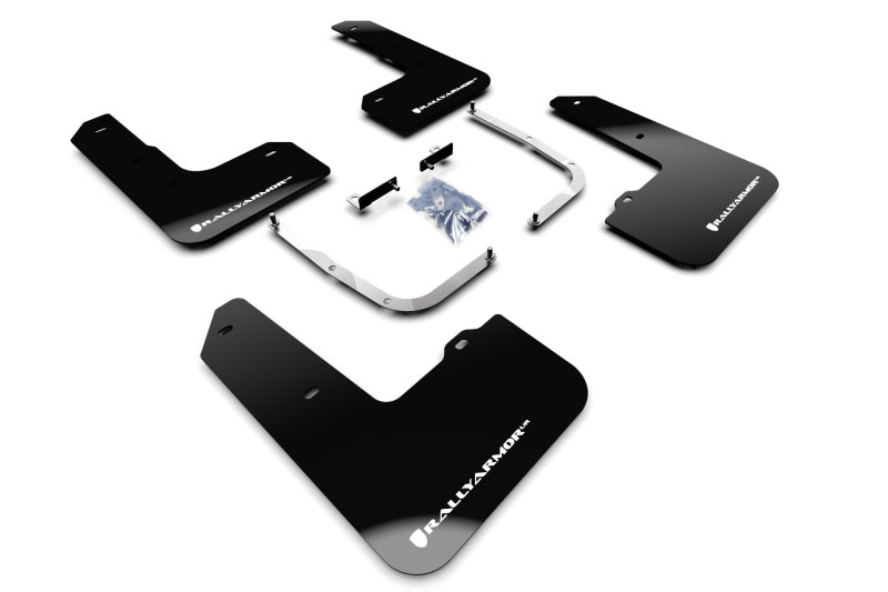 Rally Armor 19-22 Hyundai Veloster N Black UR Mud Flap w/ White Logo Mud Flaps Rally Armor