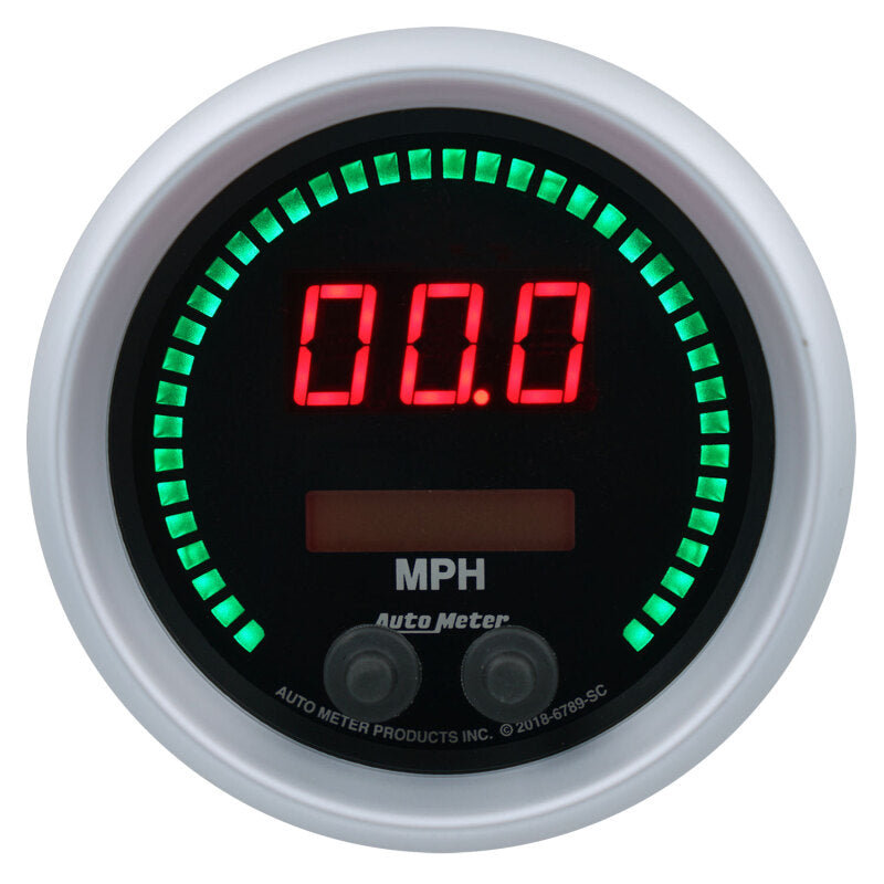 Autometer 85.7mm Black Switchable 260 MPH / 260 KM/H Speedometer Sport-Comp Elite Digital Gauge Gauges AutoMeter
