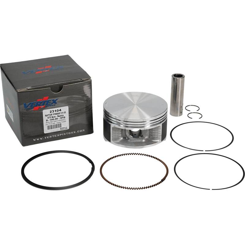 Vertex Piston 02-08 Yamaha YFM 660 F Grizzly 4x4 660cc Cast Replica Piston Kit Piston Sets - Powersports Vertex Pistons