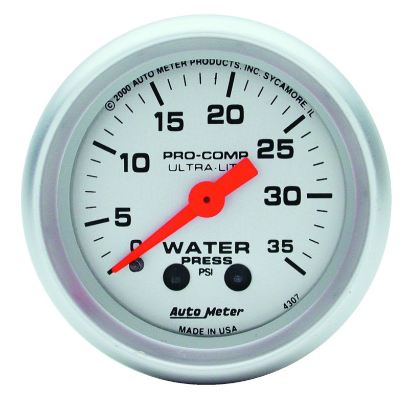 Autometer Ultra-Lite 52mm 35 PSI Mechanical Water Pressure Gauge Gauges AutoMeter