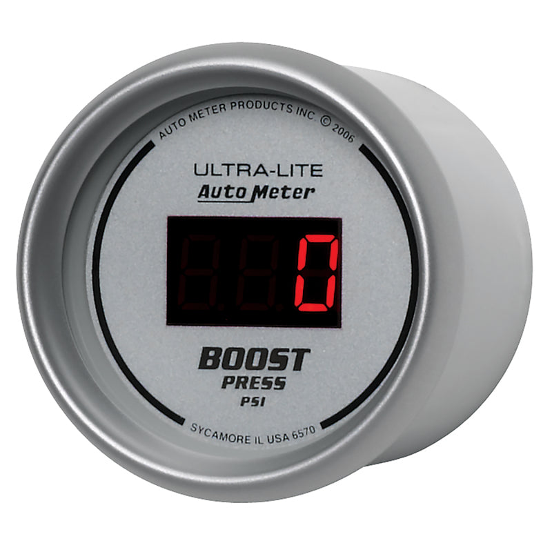 Autometer Ultra-Lite 2-1/16in 5-60 PSI Digital Boost Pressure Gauge - Silver Gauges AutoMeter