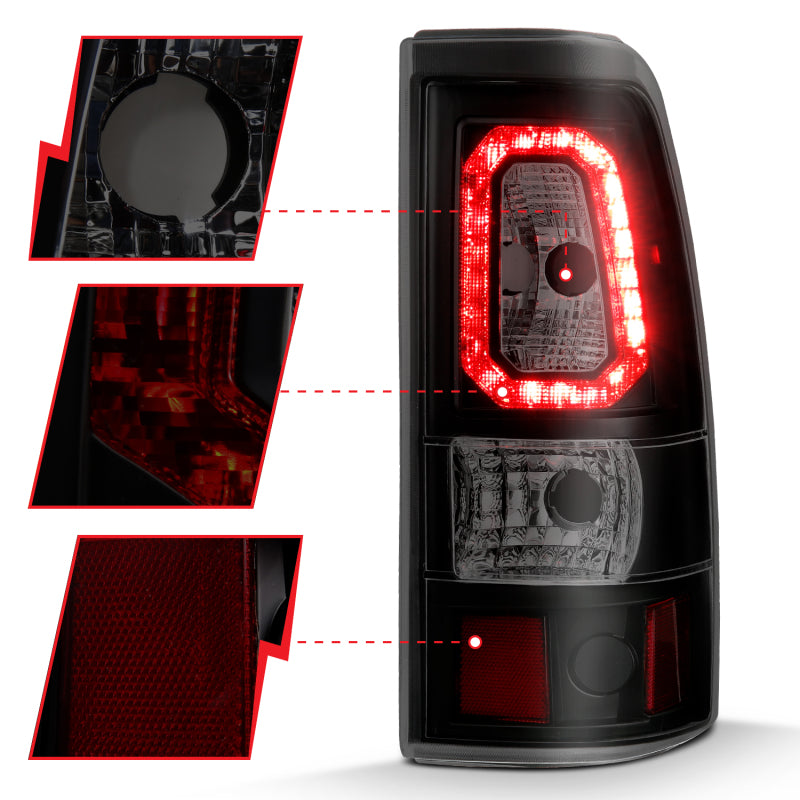 ANZO 2003-2006 Chevy Silverado 1500 LED Taillights Plank Style Black w/Smoke Lens Tail Lights ANZO