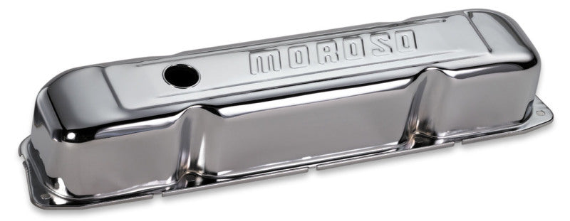 Moroso Mopar 361-440 Valve Cover - w/Baffles - Stamped Steel Chrome Plated - Pair Valve Covers Moroso