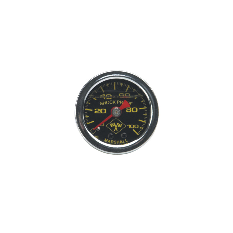 Russell Performance 100 psi fuel pressure gauge black face chrome case (Liquid-filled) Gauges Russell