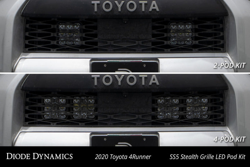 Diode Dynamics 14-23 Toyota 4Runner SS5 Stealth Grille LED 4-Pod Kit - Pro White Driving Light Accessories and Wiring Diode Dynamics