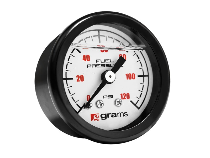 Grams Performance Universal 0-120 PSI Fuel Pressure Gauge - White Face Fuel Pressure Regulators Grams Performance