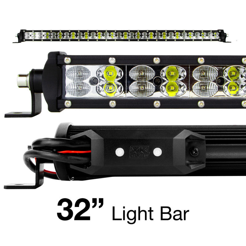 XK Glow RGBW Light Bar High Power Offroad Work/Hunting Light w/ Bluetooth Controller 32In Light Accessories and Wiring XKGLOW