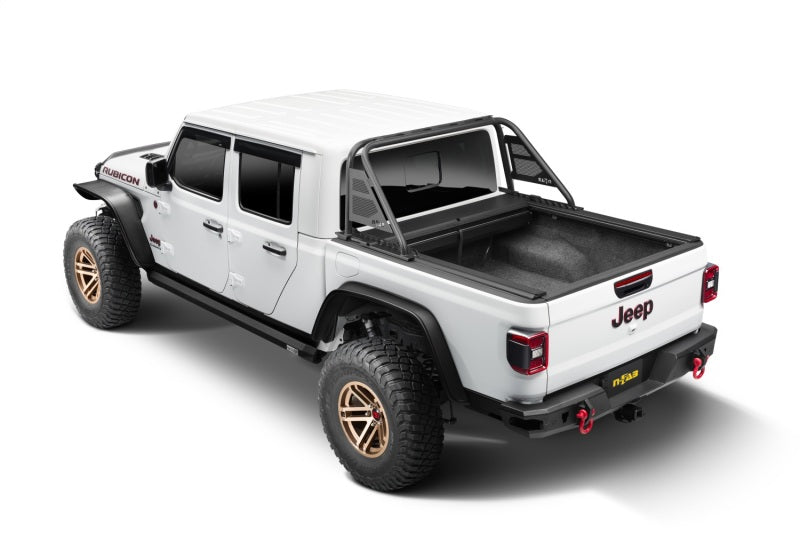 Rugged Ridge 20-22 Jeep Gladiator w/o Trail Rail Sys Armis Tonneau Cover w/Max Track - Tex. Blk Tonneau Covers - Hard Fold Rugged Ridge