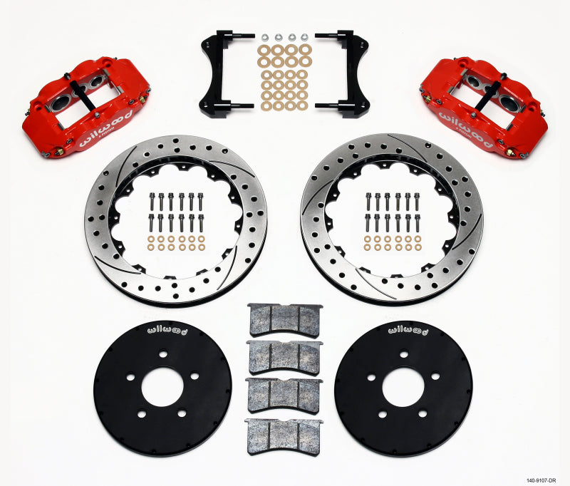 Wilwood Narrow Superlite 6R Front Hat Kit 12.88in Drill Red 1994-2004 Mustang Big Brake Kits Wilwood