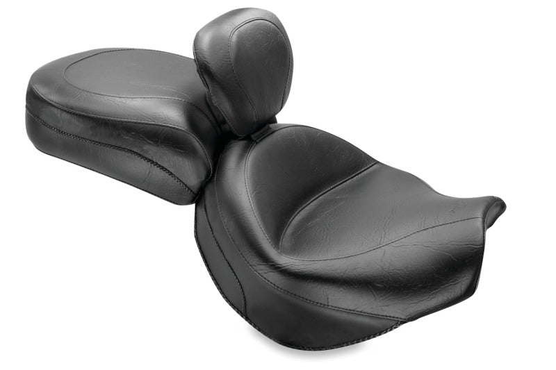 Mustang 04-10 Kawasaki Vulcan 2000 Classic,LT Standard Touring 2PC Seat w/Driver Backrest - Black Two-Piece Motorcycle Seats Mustang Motorcycle