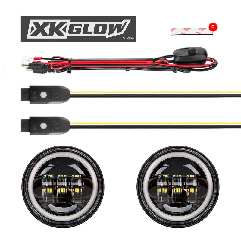 XK Glow 4.5In Black RGB LED Harley Running Light XKchrome Bluetooth App Controlled Kit Headlights XKGLOW
