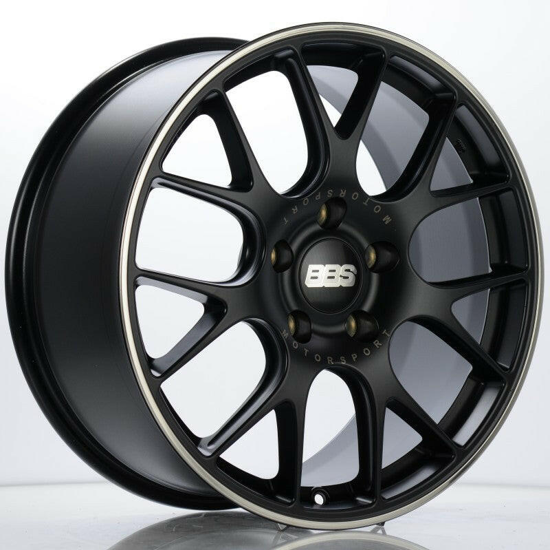 BBS CH-R 19x8.5 5x130 ET51 CB71.6 Satin Black Polished Rim Protector Wheel w/ Motorsport Etching Wheels - Cast BBS