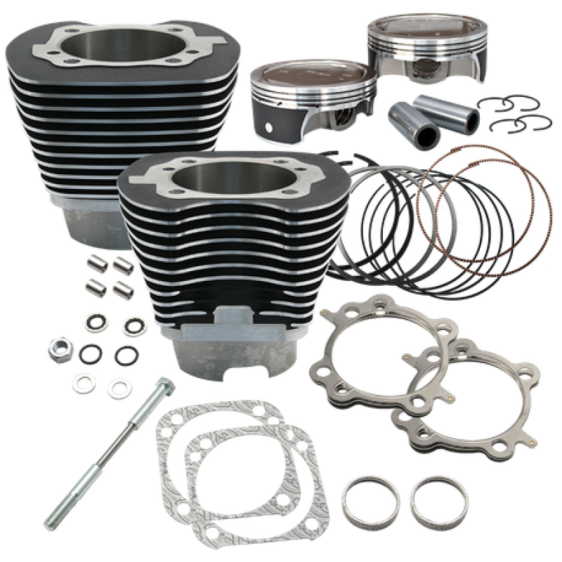S&S Cycle 07-16 BT 124in Low Compression 4-1/8in Big Bore Kit - Wrinkle Black Piston Sets - Powersports S&S Cycle