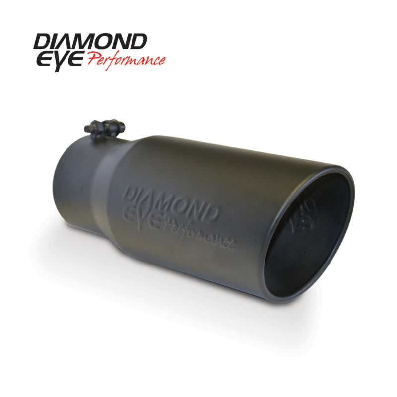 Diamond Eye TIP 4in-5inX12in BOLT-ON ROLLED ANGLE 15 ANGLE CUT DIAMOND EYE BLACK POWDERCOAT Tips Diamond Eye Performance