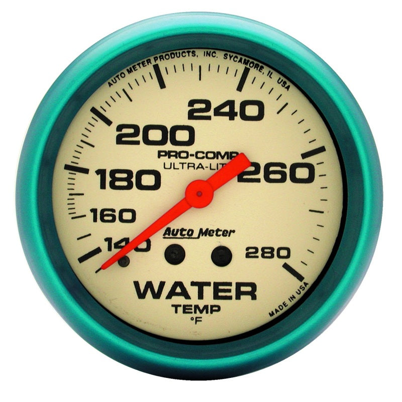 Autometer Ultra-Nite 66.7mm 140-280 Deg F Mechanical Water Temp Gauge Gauges AutoMeter