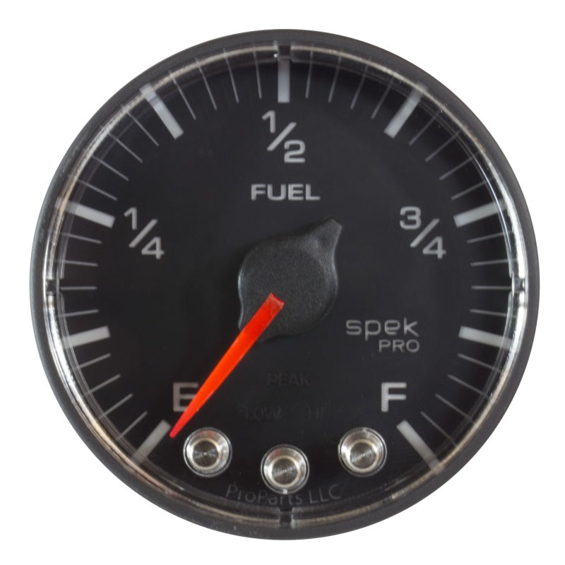 Autometer Spek-Pro Gauge Fuel Level 2 1/16in 0-270 Programmable Blk/Blk Gauges AutoMeter