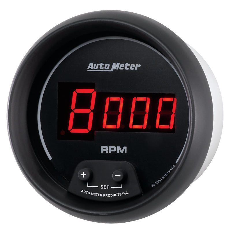 AutoMeter Gauge Tach 3-3/8in. 10K RPM In-Dash Digital Black Dial W/ Red Led Gauges AutoMeter