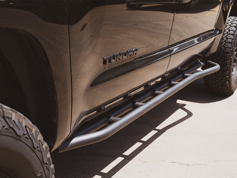 Cali Raised 14-21 Toyota Tundra Trail Edition Rock Sliders - No Kick Out / Raw Steps Cali Raised LED