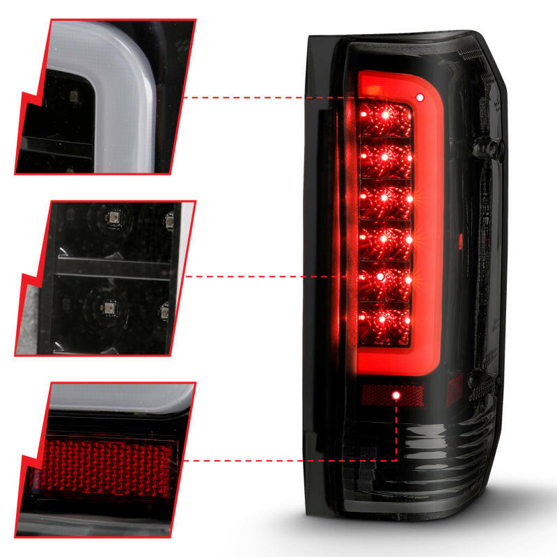 ANZO 1987-1996 Ford F-150 LED Taillights Black Housing Smoke Lens (Pair) Tail Lights ANZO