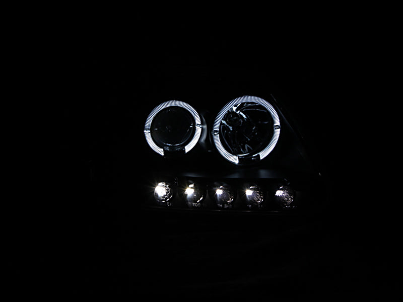 ANZO 1997.5-2003 Ford F-150 Projector Headlights w/ Halo and LED Black 1pc Headlights ANZO