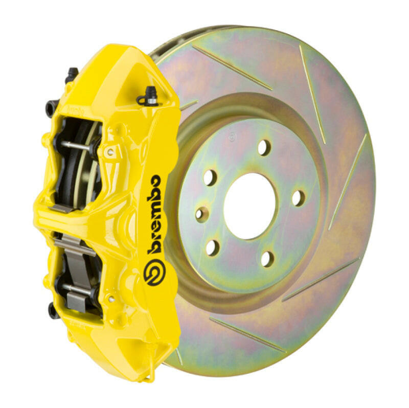 Brembo 10-15 Camaro V6 Front GT BBK 6 Piston Cast 355x32 1pc Rotor Slotted Type-1- Yellow Brake Kits - Performance Slot Brembo