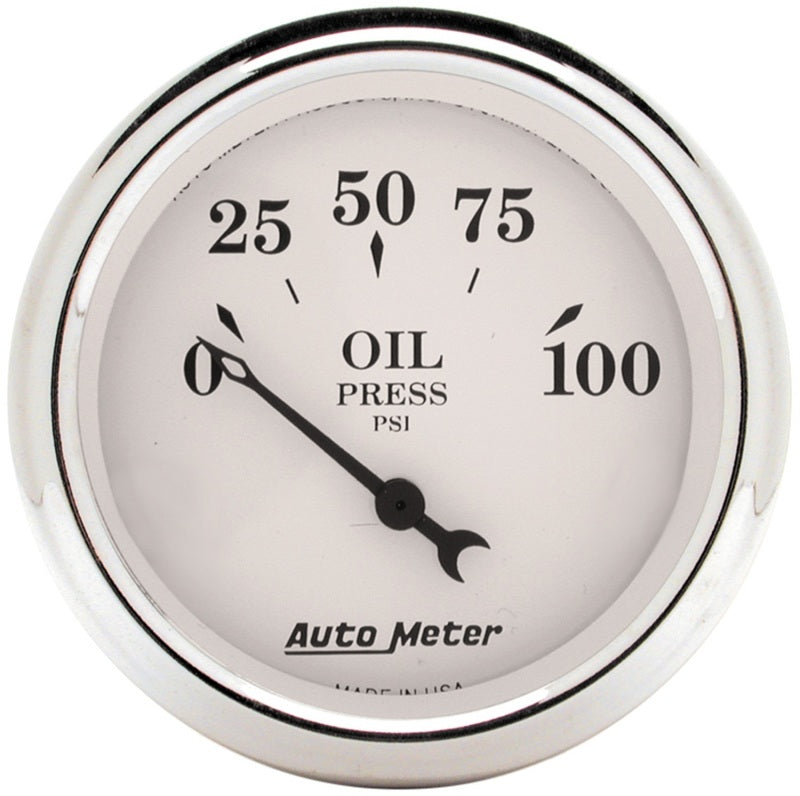 Auto Meter 2-1/16in 100PSI Electronic Oil Pressure Old Tyme White Gauge Gauges AutoMeter