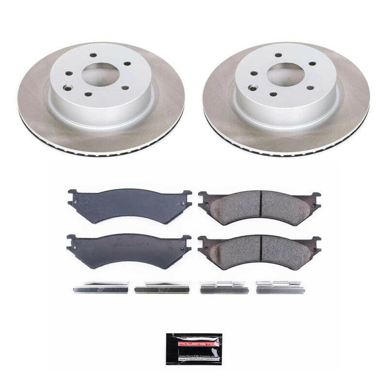 Power Stop 99-07 Ford E-350 Super Duty Rear Semi-Coated Rotor Kit Brake Kits - Performance Blank PowerStop
