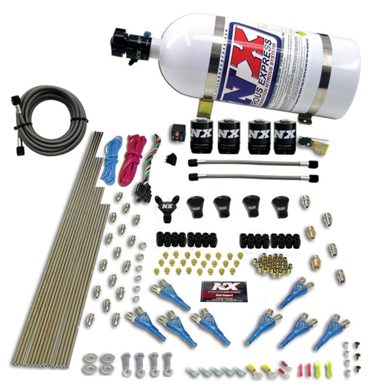 Nitrous Express Pro-Shk/Gas 4 Solenoids Nitrous Kit (200-600HP) w/10lb Bottle Nitrous Systems Nitrous Express