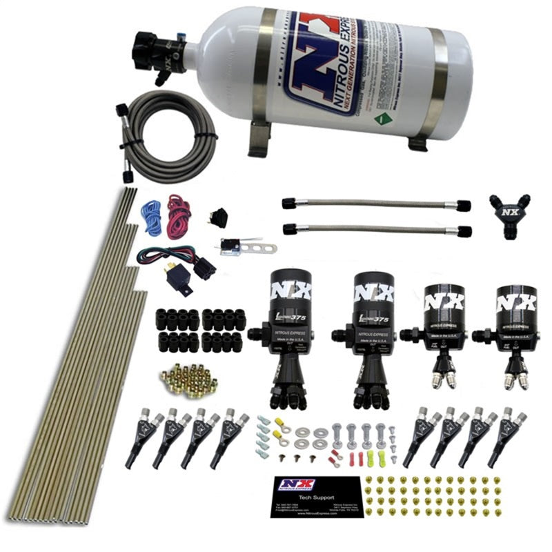 Nitrous Express 8 Cyl Shark Direct Port 4 Solenoids Nitrous Kit (200-600HP) w/10lb Bottle Nitrous Systems Nitrous Express