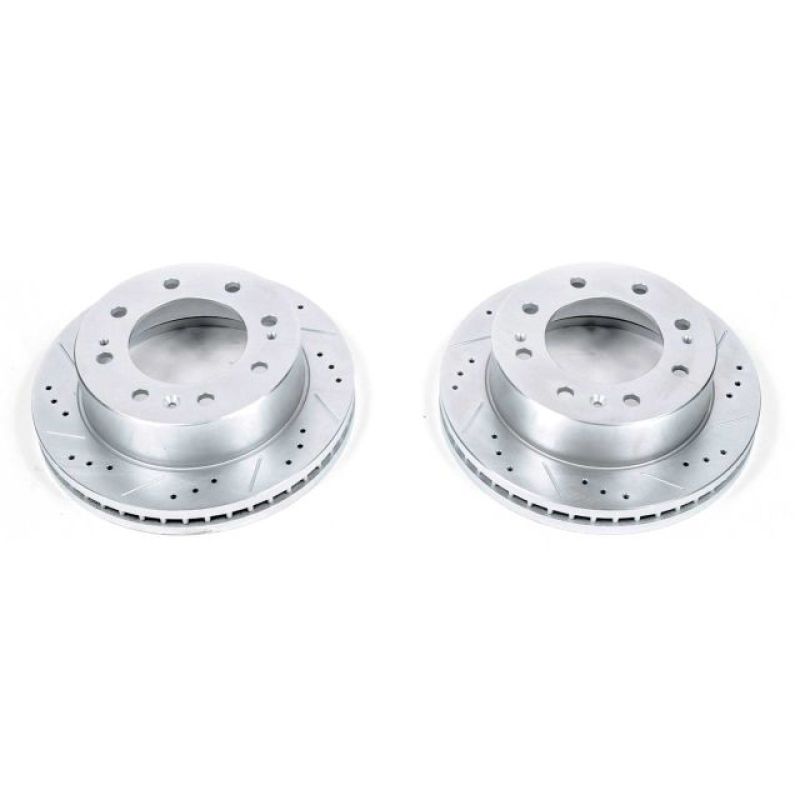 Power Stop 11-21 GMC Sierra 3500 HD Front Drilled & Slotted Rotor - Pair Brake Rotors - Slot & Drilled PowerStop