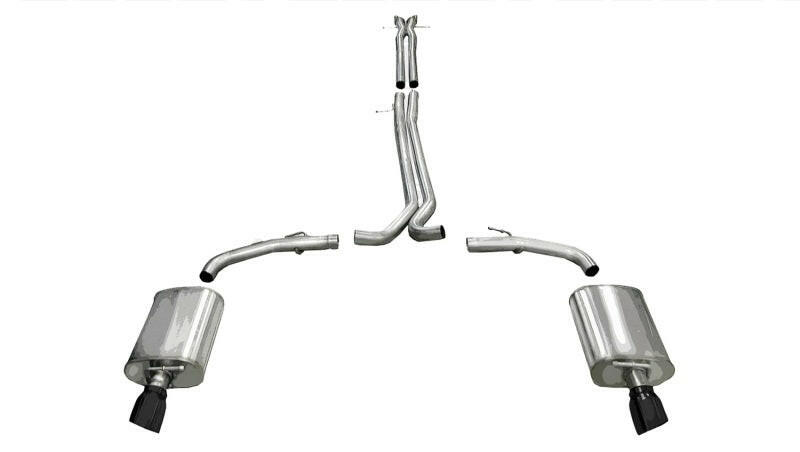 Corsa 2010-2019 Ford Taurus SHO 3.5L V6 Turbo Sport Cat-Back Exhaust w/ Dual 4in Black Tips Catback CORSA Performance